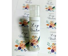 ZZYBIA Homemade Hautpflege Produkte Aufkleber Aufkleber für Lip Balm Handcream Kerze Container Röhren 20 Stück T Lip Balm - White with Rose