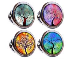 Knuttys Knobs Trees of Life Möbelknauf, poliertes Chrom, 30 mm, 4 Stück