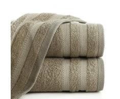 Eurofirany Riki Handtuch Baumwolle Bordüre Schnurform Weich Dick Set 6-er Pack, Hellbraun, 50X90 cm