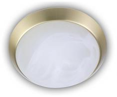 Niermann Standby Deckenleuchte - Alabaster - Dekorring Messing matt, 40 cm, HF Sensor, LED Glas/Metall Art, 40 x 40 x 13 cm