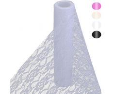 HOMYHOME Spitzen-Tischläufer für Hochzeiten, Stühle, Schleife, Tutu-Rock, Stoff, DIY, Party, Kunst, Handwerk, Dekoration, 30,5 cm, 15,2 m, 24 Meter Art Deco 6 in x 24 Yards weiß