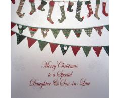 WHITE COTTON CARDS X18 Weihnachtskarte, englische Aufschrift Merry Christmas to a Special Daughter and Son-In-Law, handgefertigt, Weiß