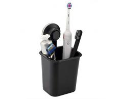 Linkidea Zahnbürstenhalter mit Saugnapf, Wandmontage, für Badezimmer, Dusche, Wand, Rasierer, Rasierer, Halterung, elektrische/batteriebetriebene Zahnbürste und Zahnpasta-Organizer, kein Bohren oder Nagel erforderlich (schwarz)