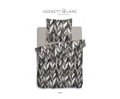 Heckett Lane Flanell Bettwäsche Carol - 135x200+80x80cm, Farbe Schwarz Grau Optik Wolle