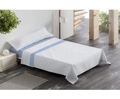 ForenTex Bettwäsche-Set, Cheles, für Bett mit 150 cm Breite, glänzender Glanz, eleganter Stoff, Gute Konsistenz, Mikro-Satin, Blau, 3