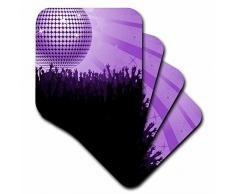 3dRose CST_78480_2 hübsche lila Discokugel mit Händen, weiche Untersetzer, 8 Stück