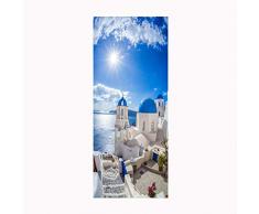 BooDecal 3D Türtapete Wandaufkleber Griechenland Santorini Tür Wand Aufkleber Home DIY Selbstklebende Aufkleber Wohnzimmer Schlafzimmer Kunst Dekoration 76,2 x 18,4 cm