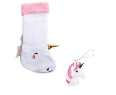 FB Mfg Plüsch-Einhorn Weihnachtsstrumpf & passendes Einhorn Weihnachtsbaumschmuck