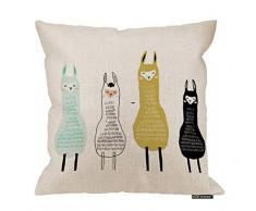 HGOD DESIGNS Llama Kissenbezug, lustiges Cartoon-Design, Baumwolle, Leinen, Polyester, Dekoration, Sofa, Schreibtisch, Stuhl, Schlafzimmer, 40,6 x 40,6 cm 18x18 Inch A13-0097