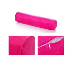 homemiyn rund Hals Kissen für Nacken Hypoallergen Best Unterstützung für Schlaf- und Stuhl Lendenpolster milbenfest beständig Reißverschluss mit waschbarem Bezug aus Baumwolle X-Large(7.8 x 39.5) rose