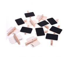 Cosmos Pack von 12 Pcs radierbar Holz Kreidetafel Label Clips Nachricht Memo Boards Clips