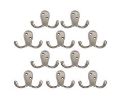 Design House Doppelhaken Wandmontage für Garderobe Bad Küche 10er-Pack Satin/Nickelfarben