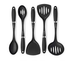Cooking Light 5 Piece Nylon Kitchen Utensil Antihaftbeschichtetes Kochgeschirr-Set, beste Küchenutensilien, Schwarz