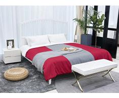 ArtVerse NFS New England Football Stripes Mikrofaser Schmusetuch – King Size, 104 x 88 cm, Rot und Silber