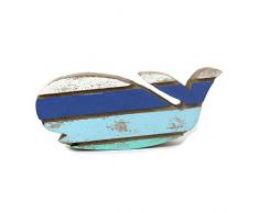 Beachcombers Holz-Figur, Wal, Blau, gestreift, 10,2 cm