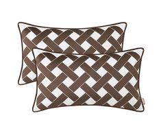 Brawarm 2 x gemütliche Samt-Kissenbezüge für Sofa, Couch Bett, gewebte Seile Design, superweicher Fleece-Kissenbezug mit Paspelierung, beidseitig dekorativ Traditionell 18 X18 Inches - 2 Pcs Bentley Black