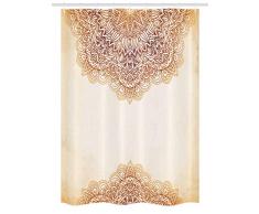 Viktorianischen Stall Vorhang für die Dusche von ambesonne, Artistic Oriental Vintage Kunstvolles Muster indischen Henna Stil Mandala Artwork Print, Stoff Badezimmer Decor Set mit Haken, beige, Textil, Multi 1, 54 W By 78 L