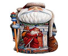 G. Debrekht sich über der Kamin Santa Holz geschnitzt und handbemalt Figur