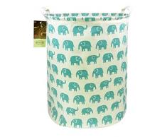 HUNRUNG Großer Wäschekorb mit Cartoon-Motiv, für Babys, Kinderzimmer, Spielzeug, Wäsche, Babykleidung, Geschenkkörbe Blauer Elefant