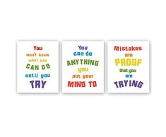 Chsdec Ungerahmtes Aquarell inspirierende Sprüche Zitate Kunstdruck, Motivative Wörter Wandkunst, Set von 3 (20,3 x 25,4 cm) Leinwand, Typografie Gemälde für Kinderzimmer, Kinderzimmer, Heimdekoration