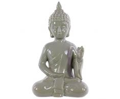 Urban Trends Keramik Figur meditierend Buddha in Abhaya Mudra, glänzend grau