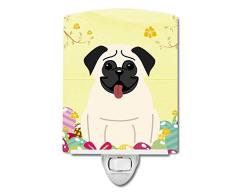 Carolines Treasures Nachtlicht, Ostereier, Mops, Cremefarben, Keramik, 15,2 x 10,2 cm, Mehrfarbig