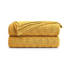 Longhui Bettwäsche, Baumwolle, Zopfmuster, Grau, Überwurf, Decke, Couchstuhl, Bett, Strand, Dekorative graue Decke, 127 x 152,4 cm, Geschenk einen Wäschesack 50 x 60 Yellow Stripe