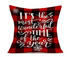 Kissenbezug für Sofakissen, Motiv Büffel, kariert, Baumwolle, Leinen, 45 x 45 cm, Rot/Schwarz 18 x 18 09