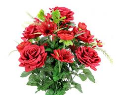 Admired By Nature GPB6428-CREAM Kunstrose G. Daisy Ranunculus Mixed Flower Bush, cm Daisy Ranunculus - Rd