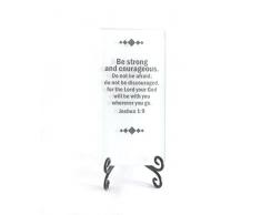 Stark Sein und Mutig Inspirierende Glas Schild. Eine Inspirierende Schrift Vers für Ihren Schreibtisch, Oder Ein Geschenk Macht. von Lifeforce Glas. Weiß.