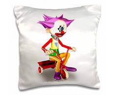 3D-Rose pc_56068_2,5 cm Clown auf Dreirad Kissenbezug, 40,6 x 40,6 cm