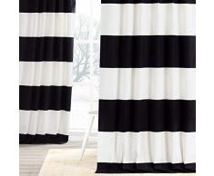 halben Preis Drapes prct-hs01–84 horizontale Streifen Baumwolle Vorhang, Onyx Black & Offwhite, 50 x 120
