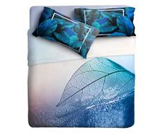 Ipersan Foglia Bettwäsche-Set für Fotografie, Kunstdruck, organische Baumwolle, Hellblau, Doppelbett