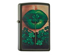 Zippo 60002031 PL KISS/Clover Feuerzeug, Messing, Edelstahloptik, 1 x 3,5 x 5,5 cm