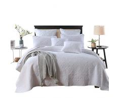 HHNSI 3-teiliges Bettwäsche-Set aus Baumwolle, Bettüberwurf für Queen-Size, gemütliche Bettdecken, 1 Bettdecke und 2 Kissenbezüge. Weiß/Blumen