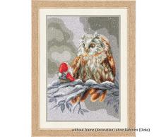 Vervaco PN-0158015 Eule & Wichtel Stickpackung Zählmuster, Baumwolle, mehrfarbig, ca. 22 x 32 cm / 8,8 x 12,8