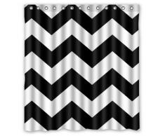 yeho Art Malerei Schwarz und Weiß Chevron ZigZag Muster Wasserdicht Badezimmer Vorhänge Dusche Dusche Ringe enthalten – Polyester Gewebe, Polyester, mehrfarbig, 60x72