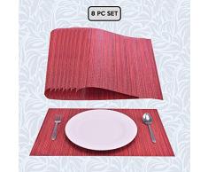 Decozen Platzsets für Esstisch Couchtisch Esstisch Esstisch Set mit 8 Platzsets, hitzebeständig, leicht zu reinigen, verpackt in wiederverwendbarer Reißverschlusstasche, 30,5 x 45,7 cm, Rot