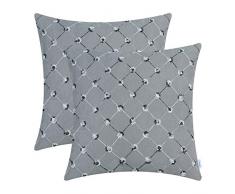 CaliTime Kissenbezüge Kissenhülle Packung mit 2 Supersoft Deko Kissenbezüge Etuis für Sofabetten Dekor Modern Diamonds Shape Trellis Geometric Chain Gestickt 45cm x 45cm Mittelgrau