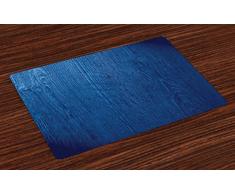 Lunarable Navy Blue Platzsets, 4 Stück, Foto von Eichenholzstruktur, rustikale Natur, inspiriert im Vintage-Stil, kunstvoller Druck, waschbare Stoff-Tischsets für Esszimmer, Küche, Tischdekoration, Königsblau