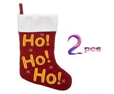 FUNNY PARTY SHOP Weihnachtsstrumpf mit Ho Ho, Weihnachtsstrumpf-Dekoration, zum Aufhängen, für Weihnachten, Partys, 45,7 cm, 2 Stück