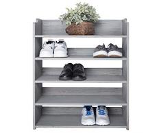 MyGift Schuhregal mit 5 Etagen Country Rustic dunkelgrau