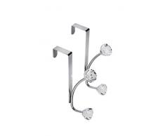 Croydex Doppelter Kleiderhaken aus Baustahl für die Tür, rostfrei verchromt, mit Kristallknauf, 2 Stück, silbern