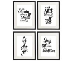 IDIOPIX Badezimmer Art Wand Zitate und Sprüche Prints Set von 4 ungerahmt Set No.6