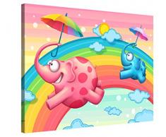 Picanova – Rainbow Elephants 40x30cm – Premium Leinwanddruck – Kunstdruck Auf 2cm Holz-Keilrahmen Für Schlaf- Und Kinderzimmer – Kinder Kollektion Von TooshToosh