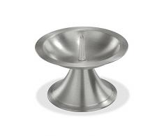 Wiedemann Messingleuchter mit Dorn vernickelt matt gebürstet, Wachs, Silber, 6 x 11 cm, 2-Einheiten