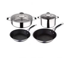 MasterPro PK1685 Pfannenset mit 2 Pfannen Ø16 / Ø20 + 2 Glasdeckeln + Gravity-Edelstahl induktionsgeeignet, gepresstes Aluminium