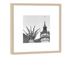 COGNOSCO RH-27-B100 Fotografie im Holzrahmen: Nikolaikirche Fotodruck-Format 27 x 27 cm-Rahmenfarbe beige-Hochwertiges Wandbild, Geschenkidee oder Souvenir aus Leipzig, Holz, Schwarz-Weiß, Rahmen