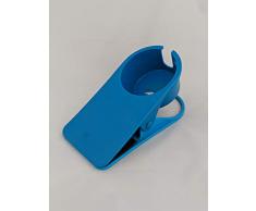 Evolution Supply Co. Getränkehalter zum Anklippen, für Zuhause, Büro, Schreibtisch, Tablett oder Tisch – tragbar, leicht zu reinigen – langlebige Feder, starker ABS-Kunststoff – hält viele verschiedene Gegenstände blau