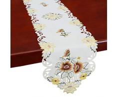 Simhomsen Stickerei Sonnenblumen Tischläufer Frühlingsblumen-Tischdeko Kommode Schals 14 × 87 Inch cremefarben